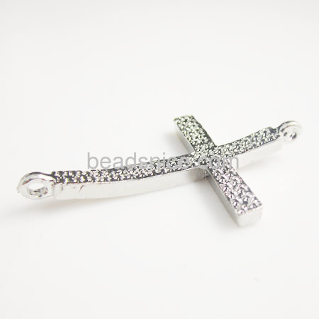 Curved Side Ways Crystal Rhinestones Cross Bracelet Connector Beads