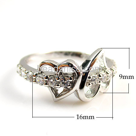 Elegant genuine clear zircon  women's heart ring in 925 silver