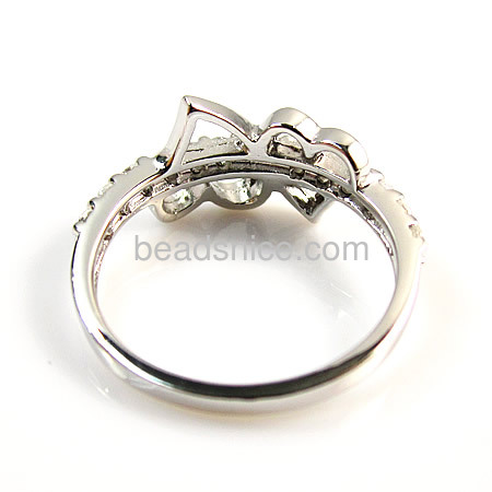 Elegant genuine clear zircon  women's heart ring in 925 silver