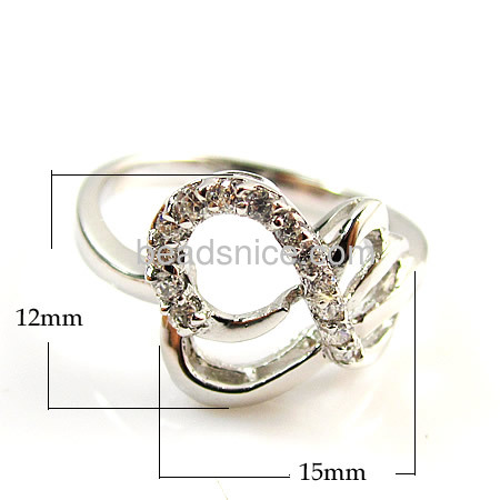 Fine jewelry zircon ring in 925 silver heart ring