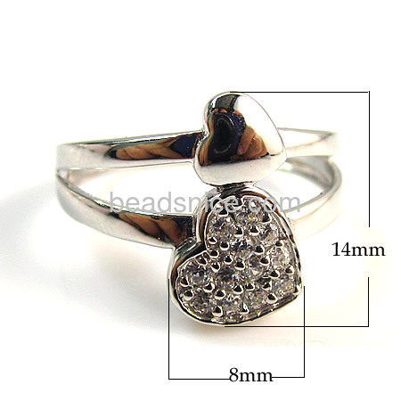 925 Sterling Silver Vintage Ring For Pretty Womens double Heart