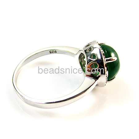 Genuine clear malaysian jade ring in 925 silver