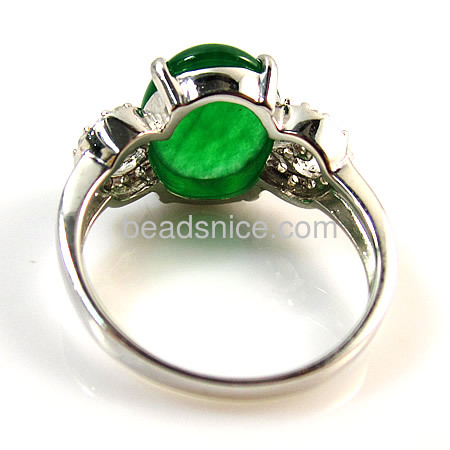 925 Sterling silver rings with malaysian jade of fine jewelry