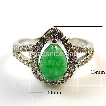 925 Sterling silver jewelry rings with malaysian jade