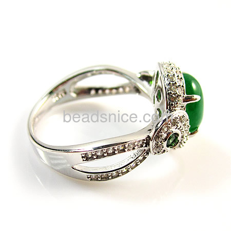 925 Sterling silver jewelry rings with malaysian jade