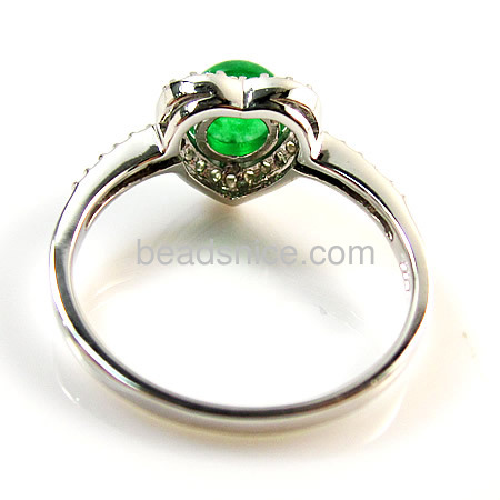 Elegant genuine clear heart malaysian jade ring in 925 silver