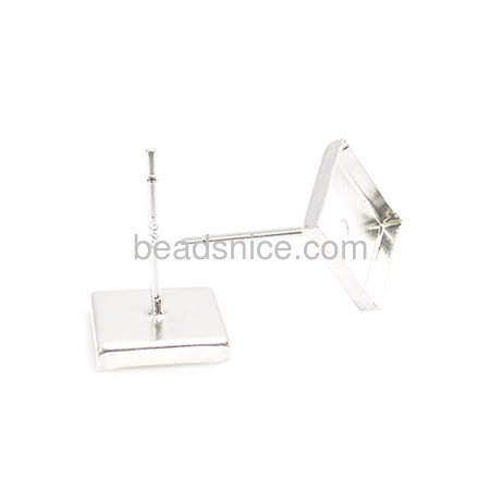 Stud earrings square in 925 silver of fashion earing making