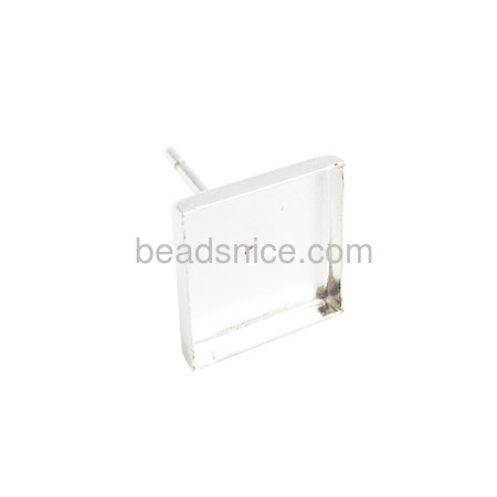 Square earrings in 925 silver fit 6.5mm rinestone