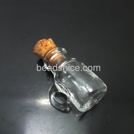 Glass Nail Box, with cork, transparent,Cup type,12x24mm