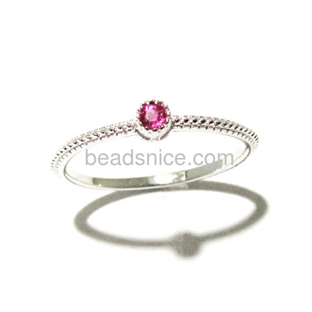 Knuckle Ring Silver  Bezel One 2mm  Cubic Zirconia