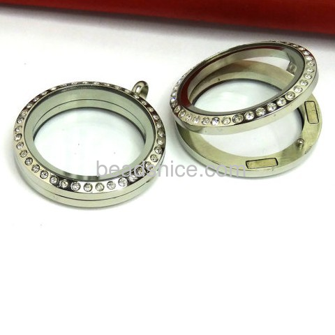 Floating Glass Lockets  Stainless Steel  Donut