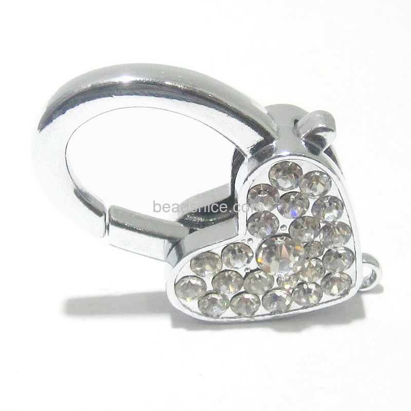 Rhinestone lobster clasp jewelry wholesale supplies heart shaped