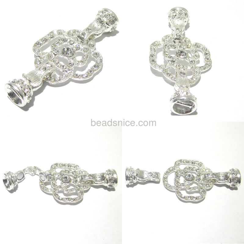 Fold over magnetic clasp with rhinestone jewelry supplies wholesale flower shape