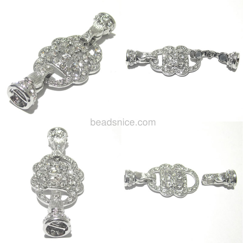 Fold over magnetic clasp with rhinestone jewelry findings and components