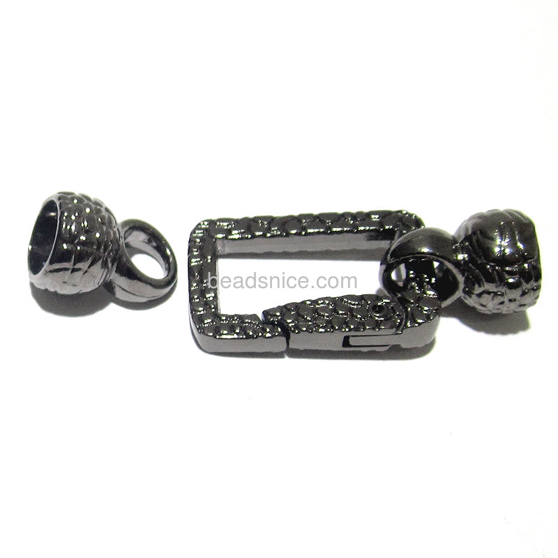Square lock clasp end caps wholesale on jewelry with inner hole 7mm