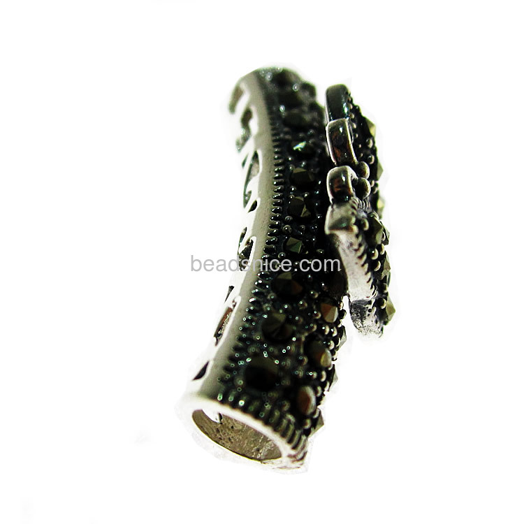 Antique sterling silver marcasite bracelet stone butterfly tube spacer bead