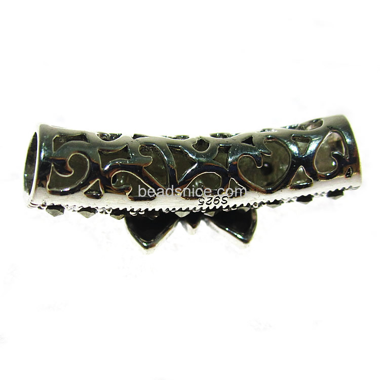 Antique sterling silver marcasite bracelet stone butterfly tube spacer bead