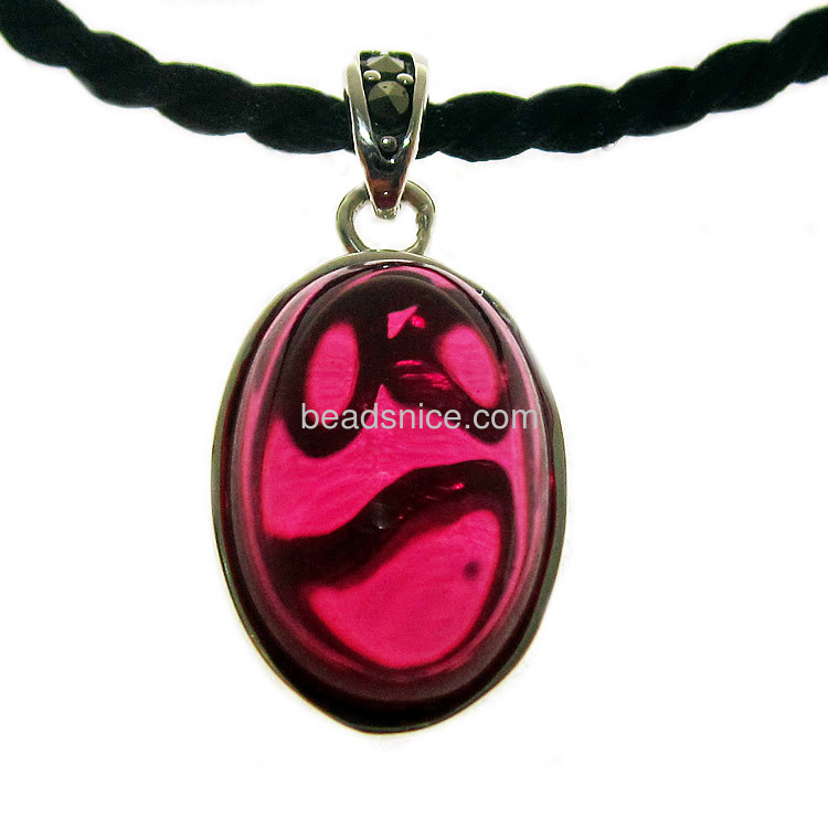 Pendant with Imitation ruby Thailand Sterling Silver