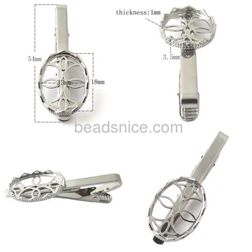 Brass tie clip jewelry accessory oval shape