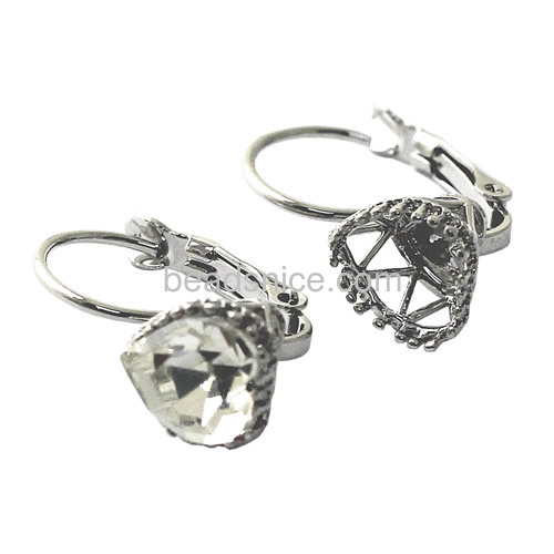 Heart shape brass earrings brass findings for jewelry