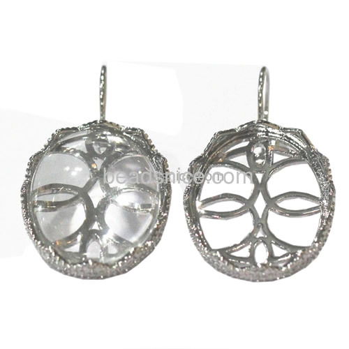 Oval brass earrings brass findings for jewelry