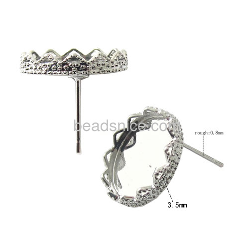 Brass earrings round settings brass jewelry findings wholesale