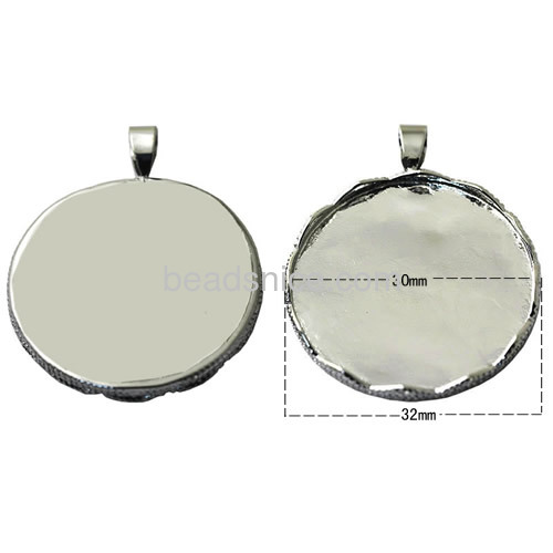 Necklace Pendant Setting wholesale Jewelry pendant findings brass flat-round