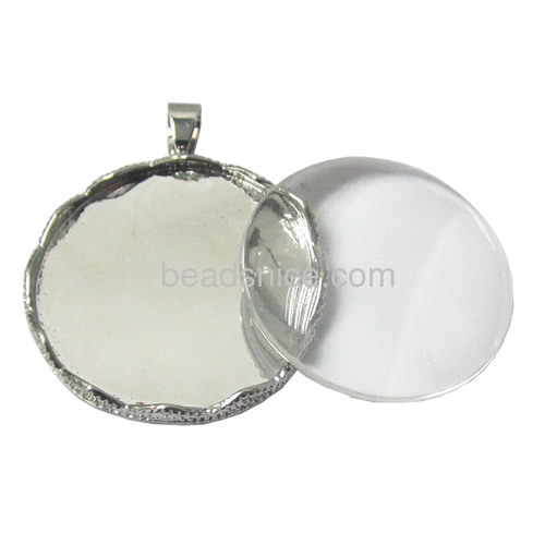 Necklace Pendant Setting wholesale Jewelry pendant findings brass flat-round