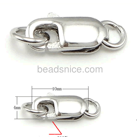 Solid sterling silver lobster claw clasp findings with two Weld ring
