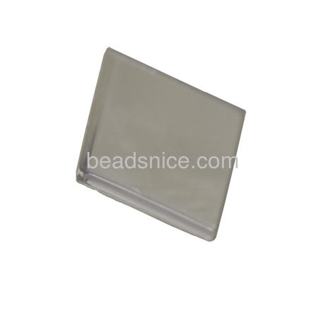 Square silver low wall bezel cups setting for cabochons