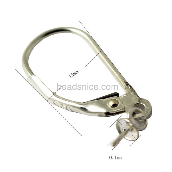 Wholesale 925 Sterling Silver Bead Pearl Cap Lever Back Earring Hook findings Drop Style