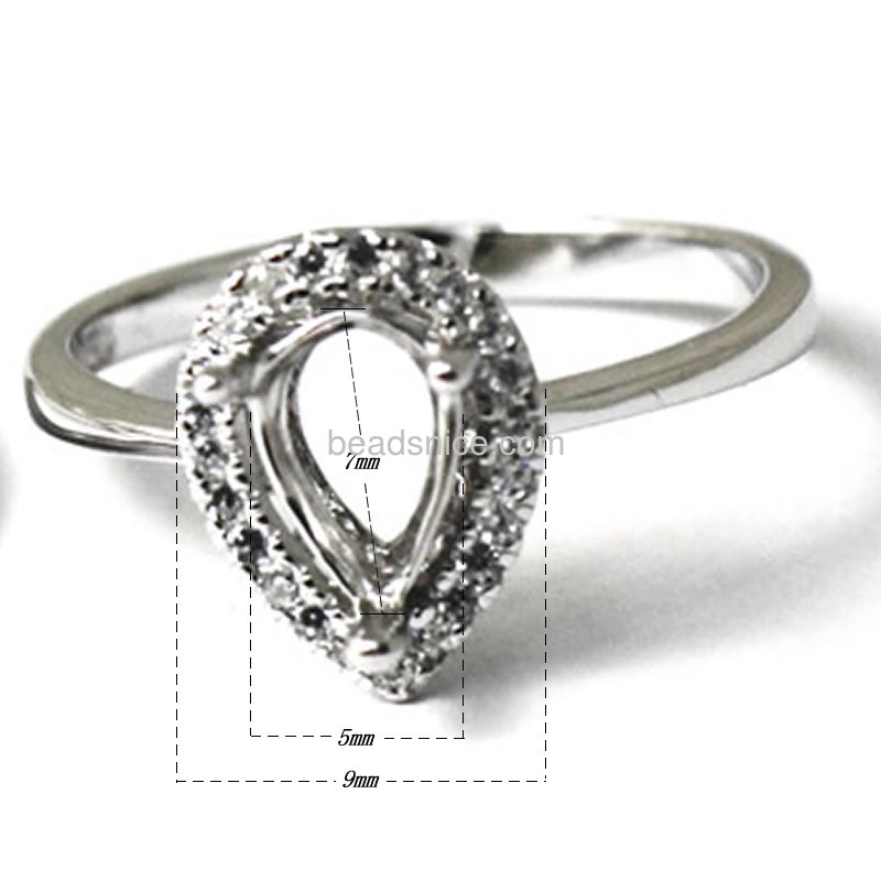 925 Sterling silver zircon ring teardrop shape