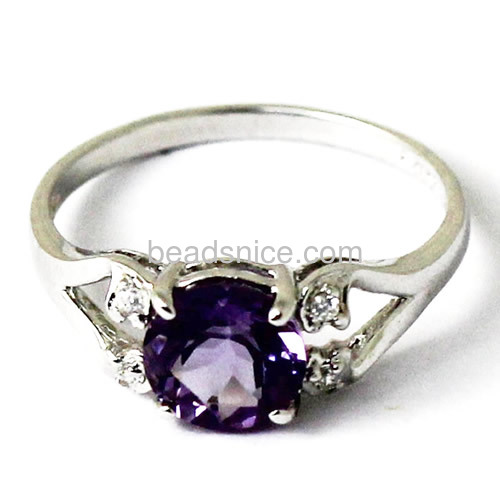 Gemstone ring base prong rings with 4 claw wholesale vogue jewelry wedding rings settings sterling silver round shape DIY