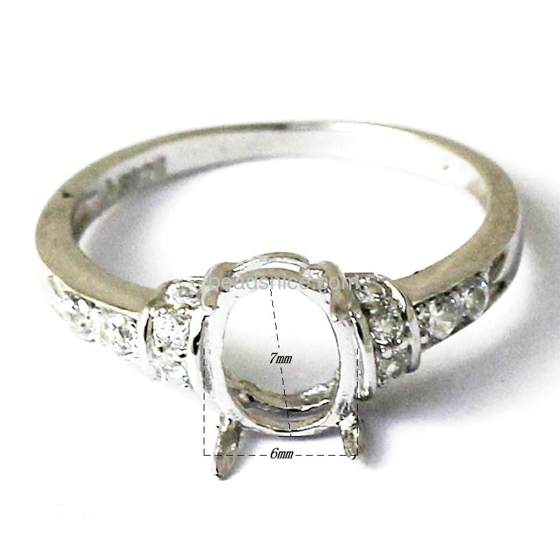 925 Sterling silver zircon ring setting