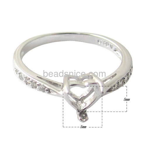 Sterling Silver rings  setting  without heart shape gemstone.