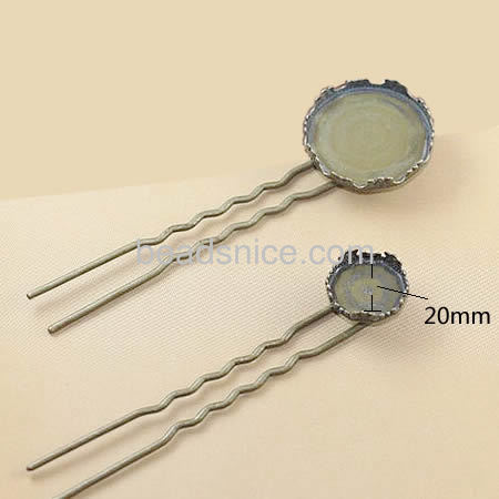 Brass hairpins, hair clip, round,pase diameter 20mm,
