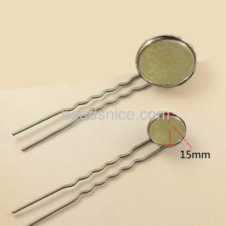 Brass hairpins, hair clip, round,pase diameter 15mm,