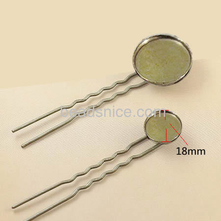 Brass hairpins, hair clip, round,pase diameter 18mm,