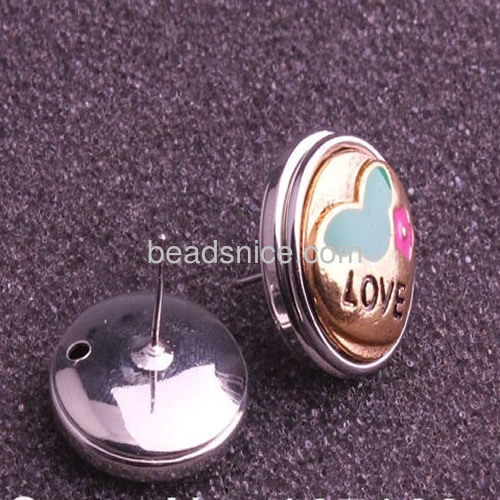Chunk snap charm earring stud Jewelry earring findings round 12mm