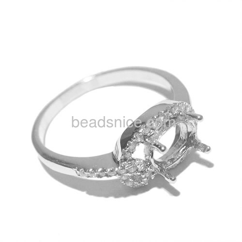 Wholesale jewelry findings 925 sterling silver oval semi mount ring settings