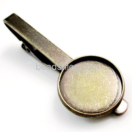 Custom tie clip classic tie bezel settings cabochon round tray for DIY wholesale fashion accessory brass nickel-free lead-safe