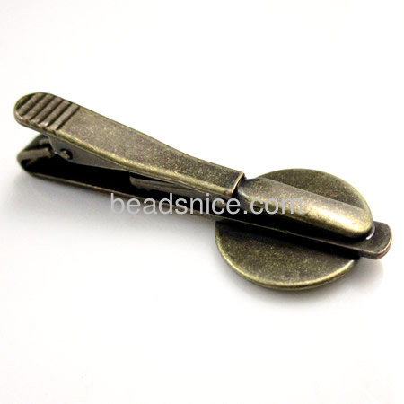 Custom tie clip classic tie bezel settings cabochon round tray for DIY wholesale fashion accessory brass nickel-free lead-safe