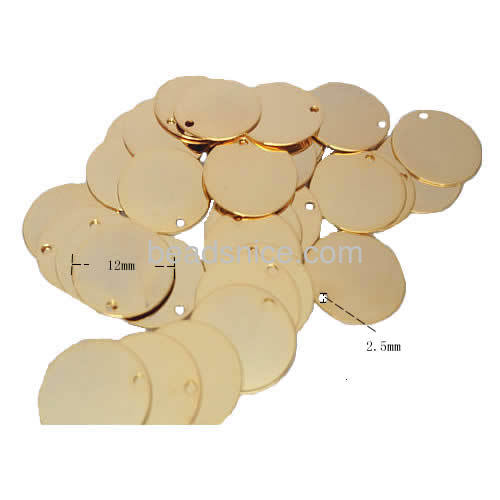 Circle Disc Metal Stamping Blanks Brass name tag  Round with hole Nickel-Free Lead-Safe  Handmade plating