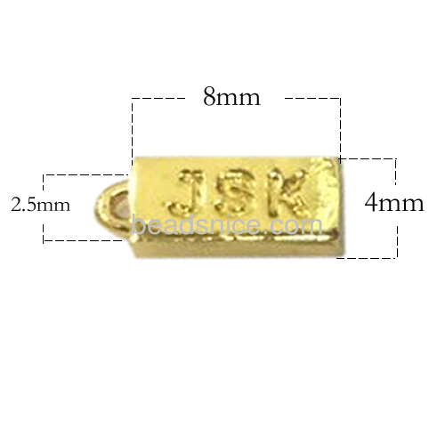 Brass plate with bail hole 2mm 4mm*8mm.