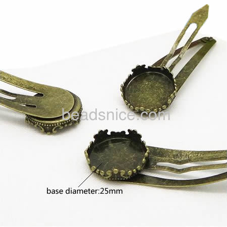 Fashion jewelry hair clips  round pase  nickel free