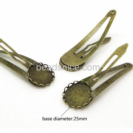 Jewelry hairpins  hair clip  round pase  nickel free