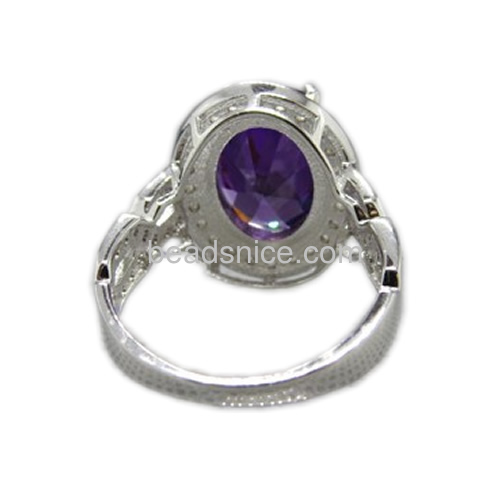 Amethyst silver 925 ring jewelry paved with CZ