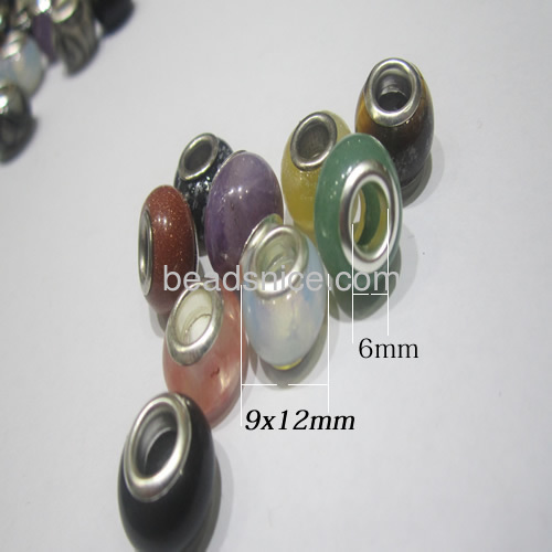 Semi precious stones macroporous beads with brass