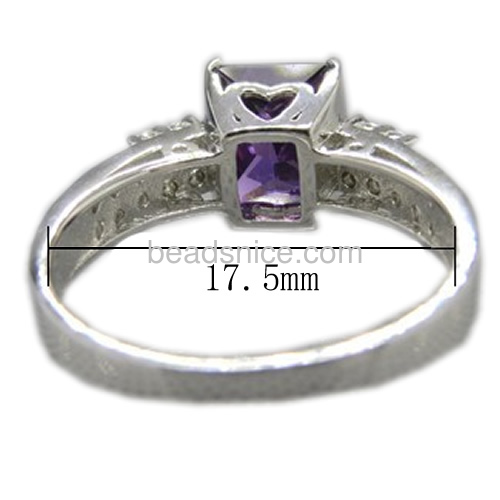 Amethyst sterling silver ring paved CZ