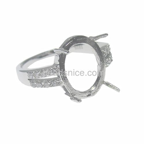 Oval 4 Prong Simple Ring Setting Sterling Silver